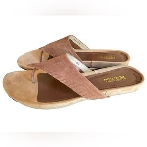 Kenneth Cole Parking Lot Fringe Flip Flop Sandals, Brown Suede Leather, Size 9